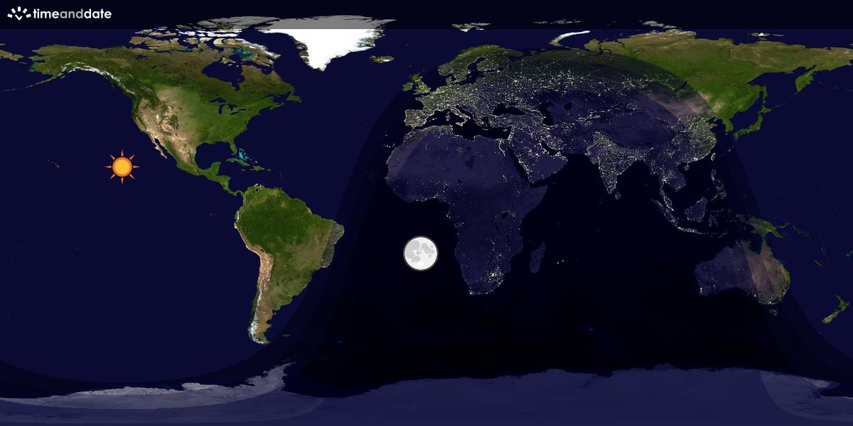 Verdenskart som viser dag og natt 