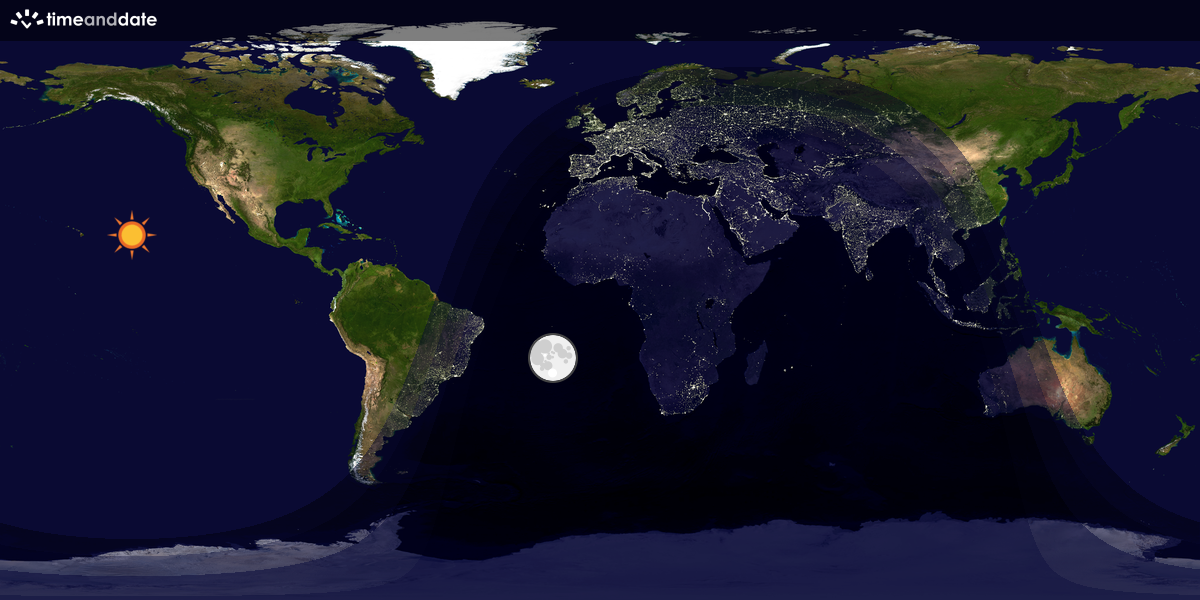 Verdenskart som viser dag og natt 