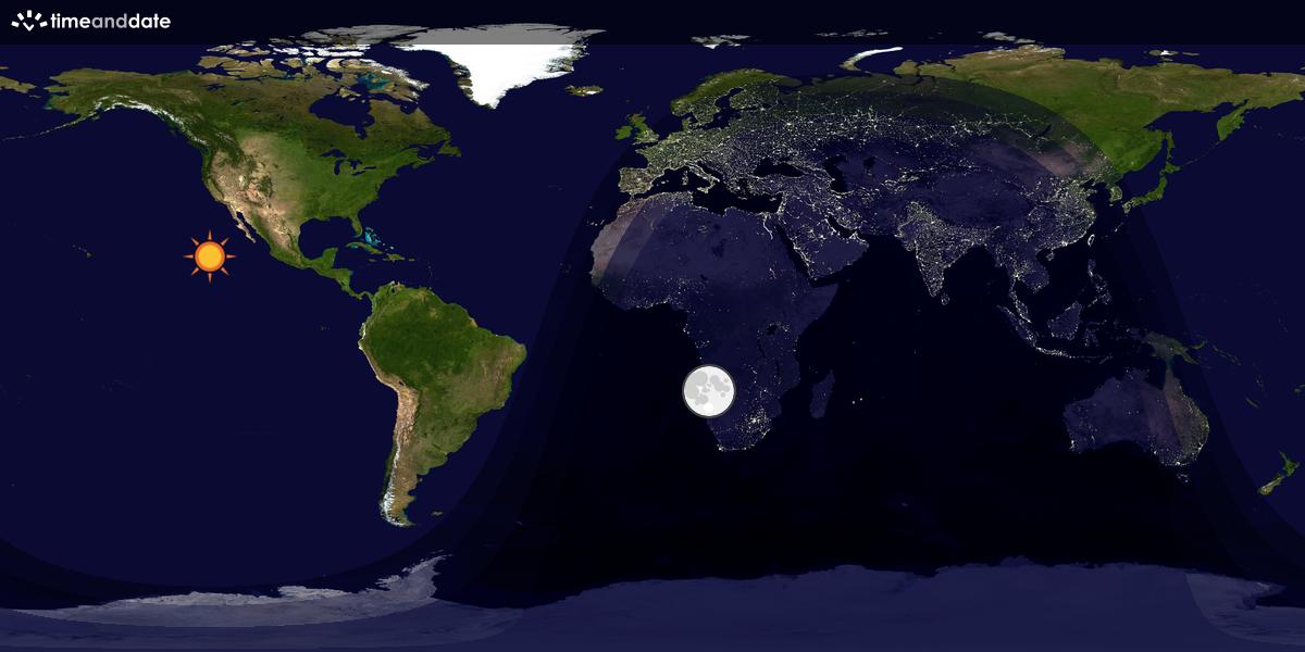 Verdenskart som viser dag og natt 