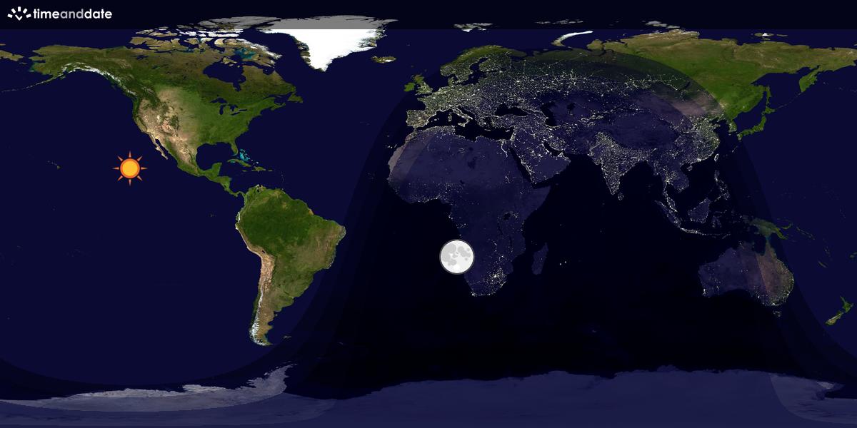 Verdenskart som viser dag og natt 