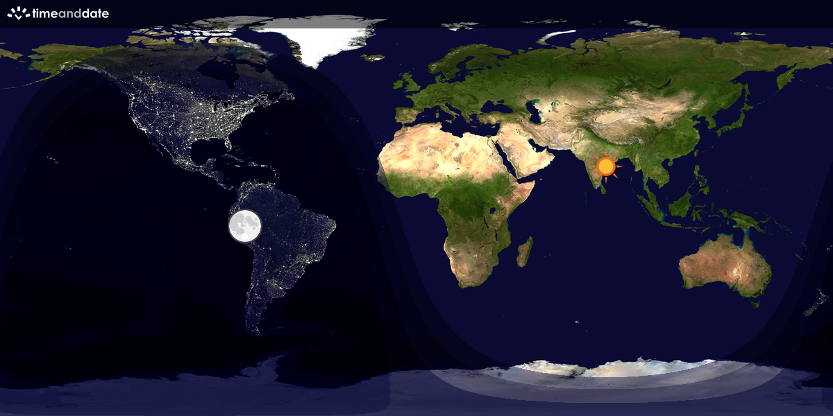 Verdenskart som viser dag og natt 