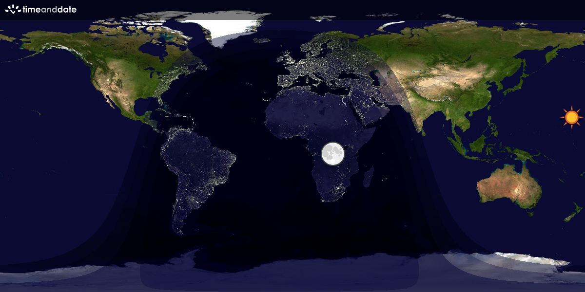 Verdenskart som viser dag og natt 