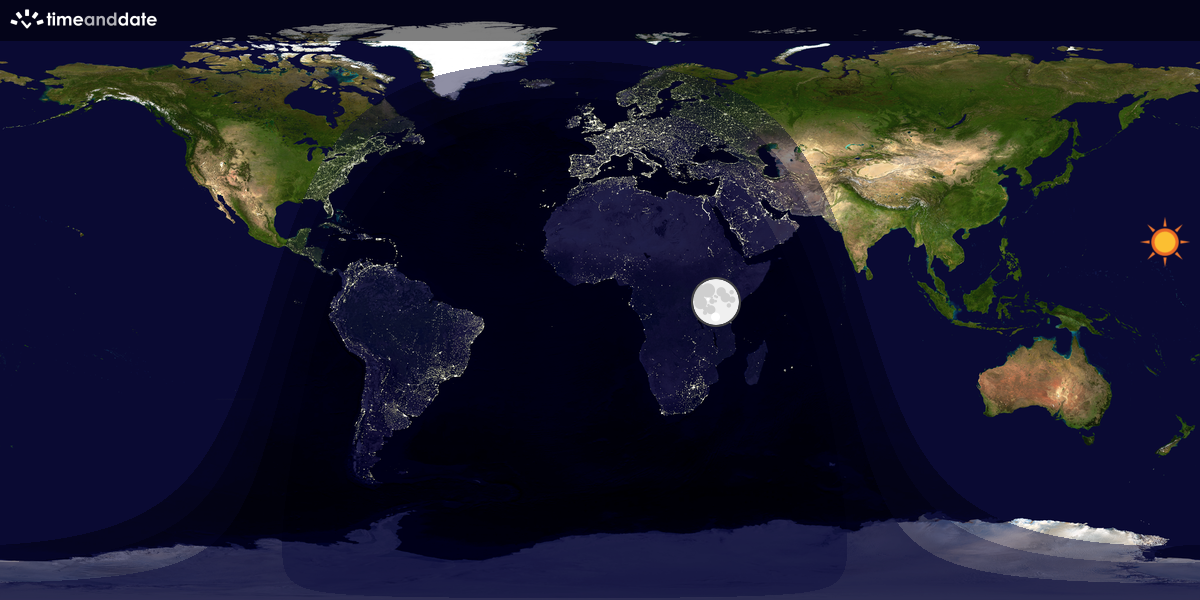 Verdenskart som viser dag og natt 