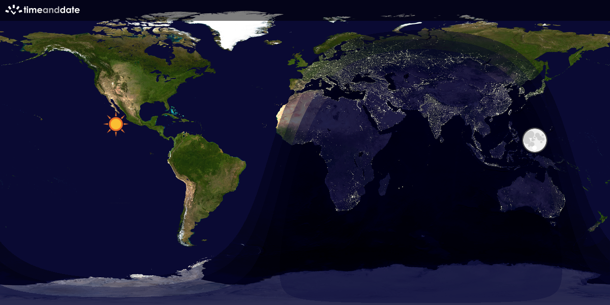Verdenskart som viser dag og natt 