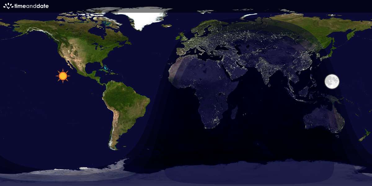 Verdenskart som viser dag og natt 