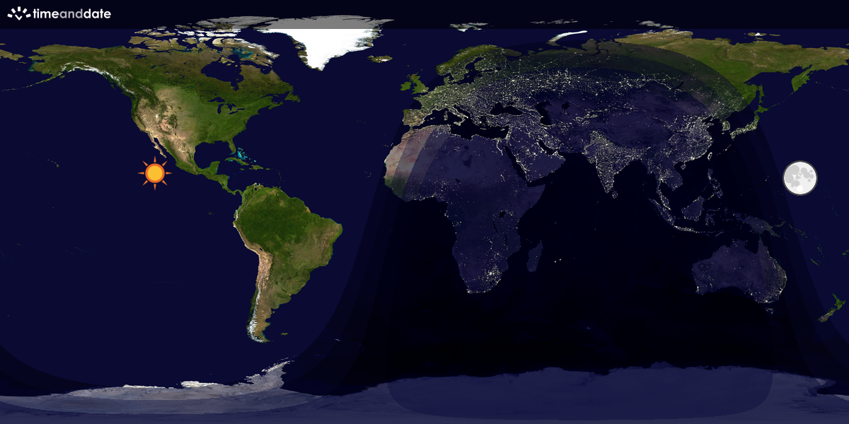 Verdenskart som viser dag og natt 