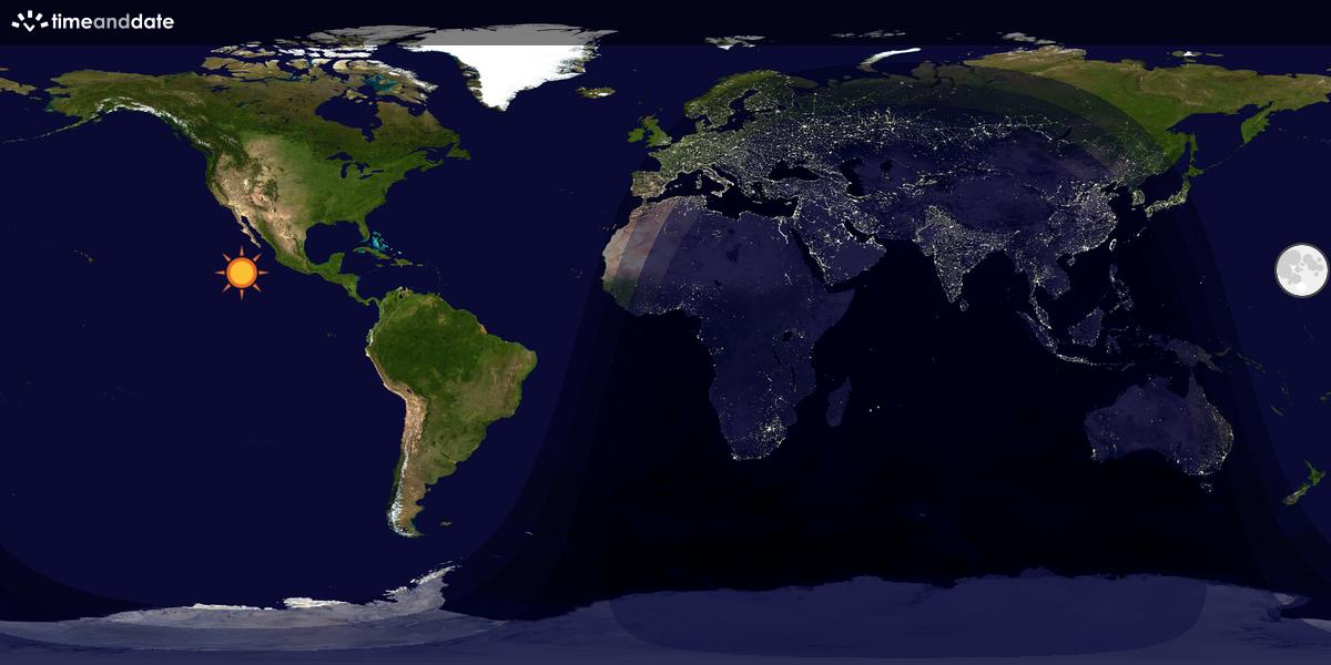 Verdenskart som viser dag og natt 