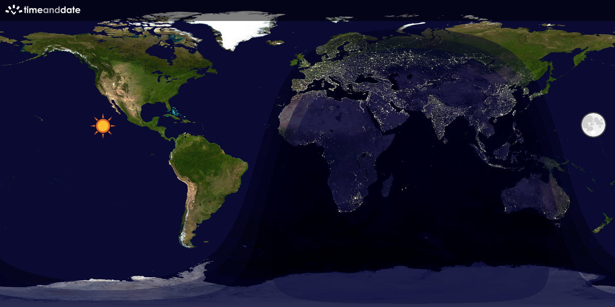 Verdenskart som viser dag og natt 