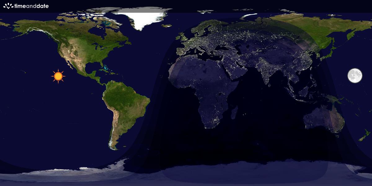 Verdenskart som viser dag og natt 