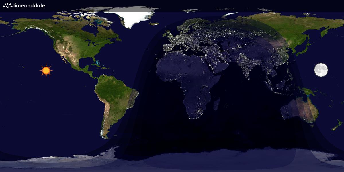 Verdenskart som viser dag og natt 