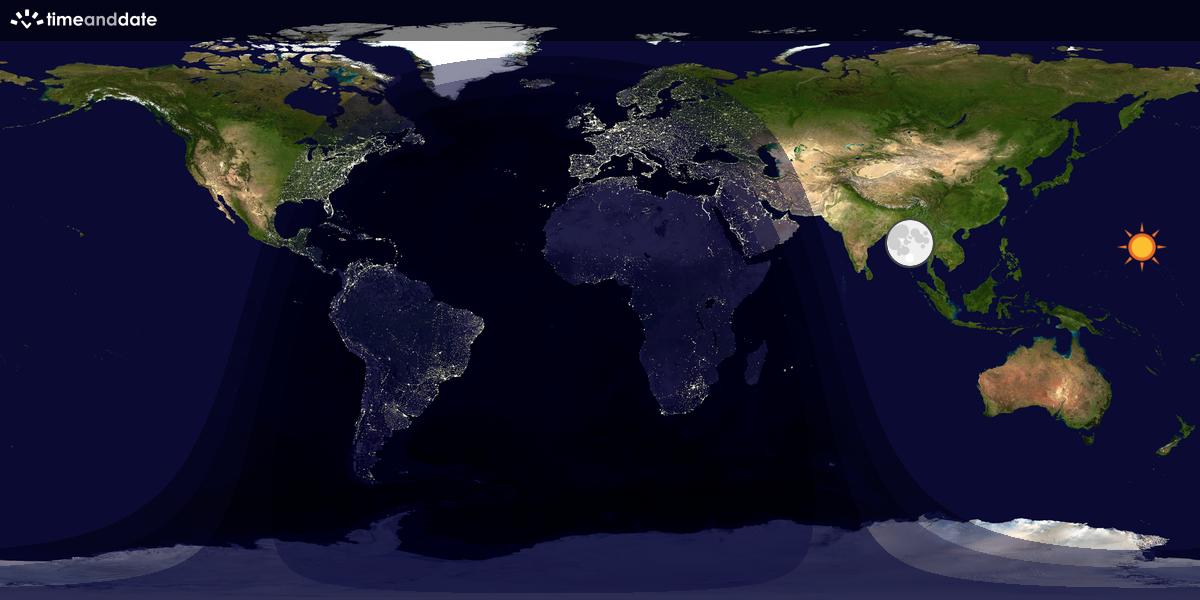 Verdenskart som viser dag og natt 