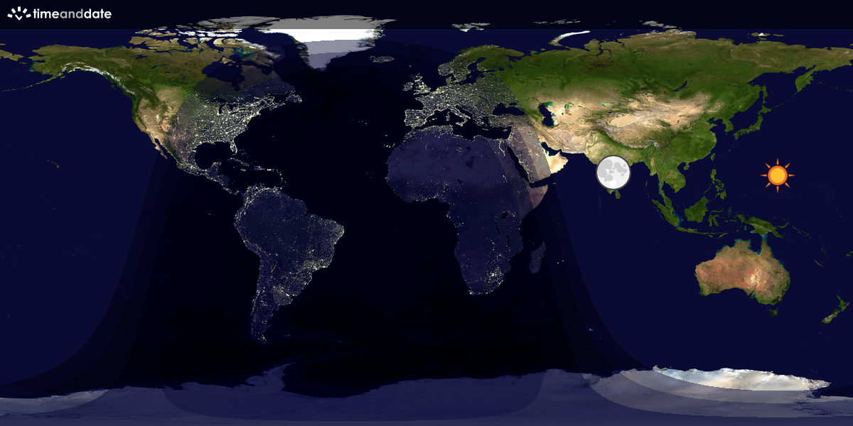 Verdenskart som viser dag og natt 