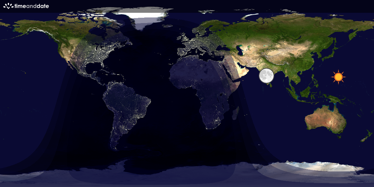 Verdenskart som viser dag og natt 