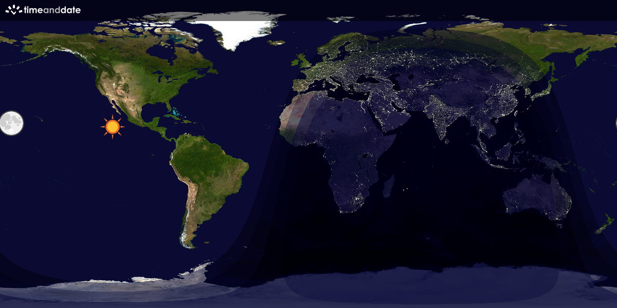 Verdenskart som viser dag og natt 