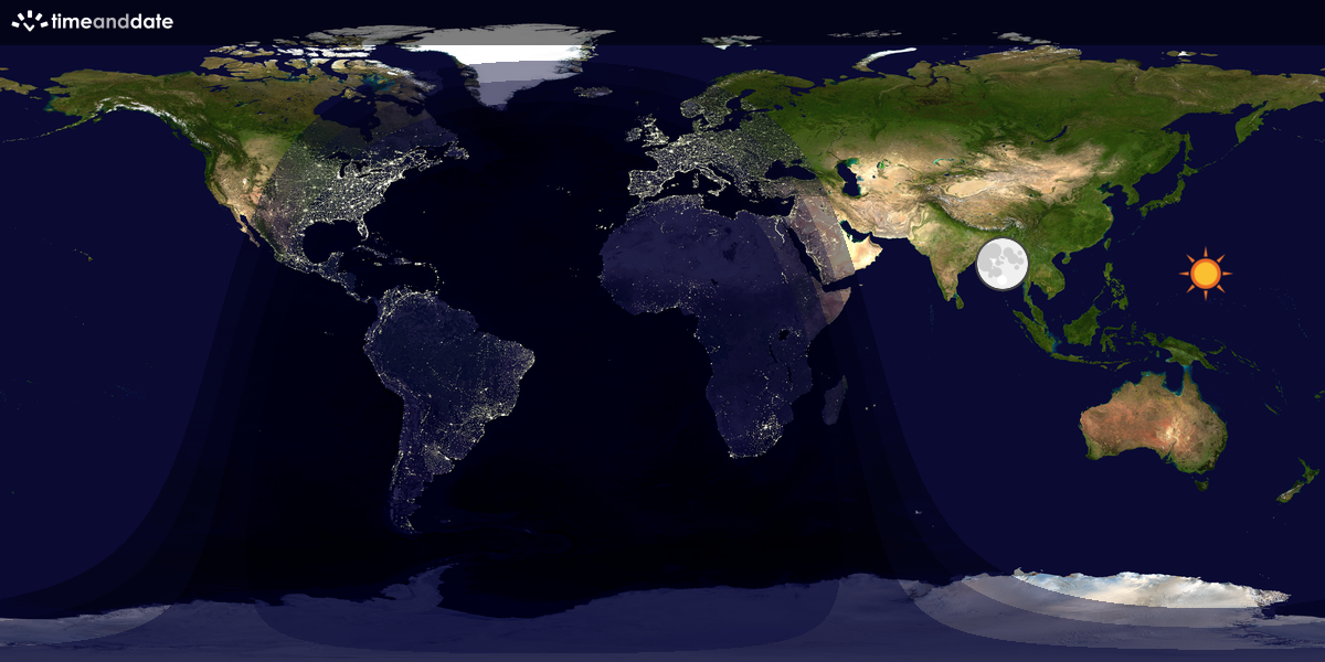 Verdenskart som viser dag og natt 