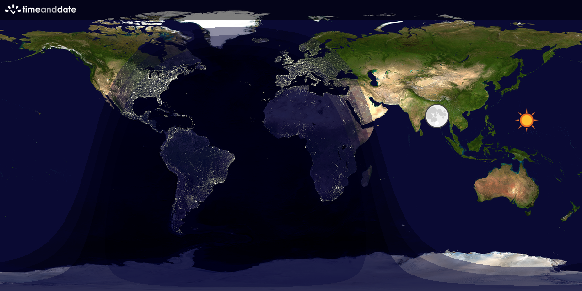 Verdenskart som viser dag og natt 