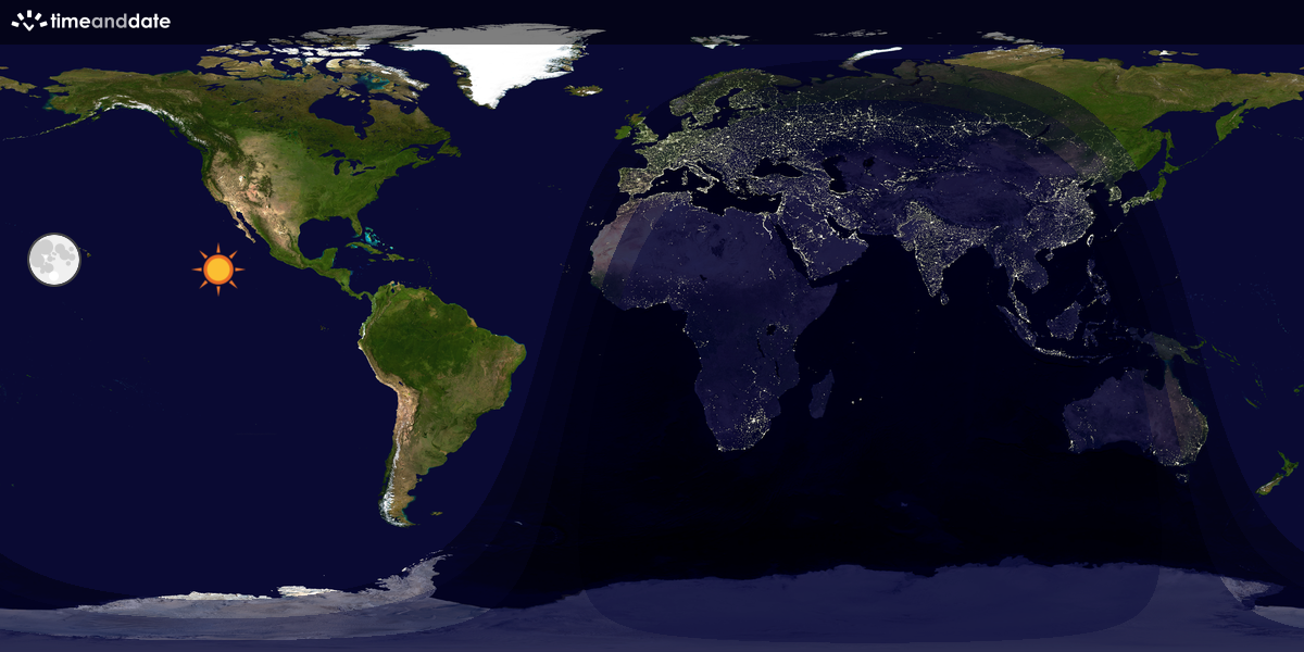 Verdenskart som viser dag og natt 