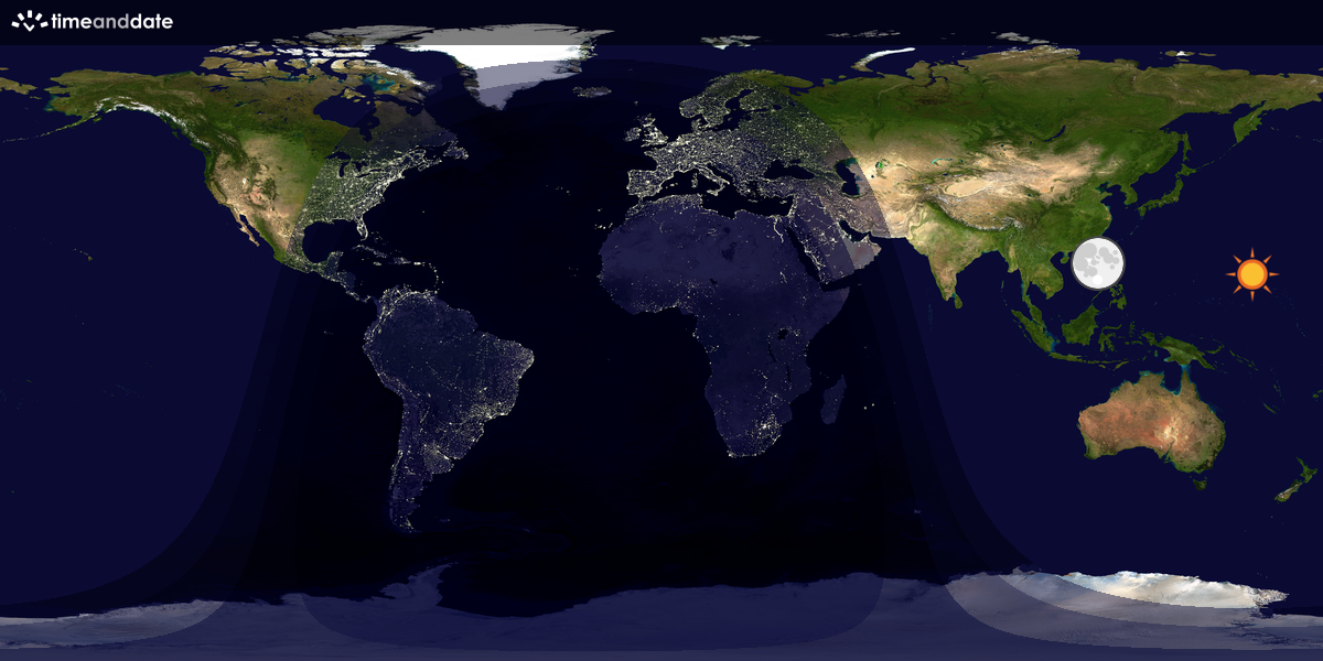 Verdenskart som viser dag og natt 