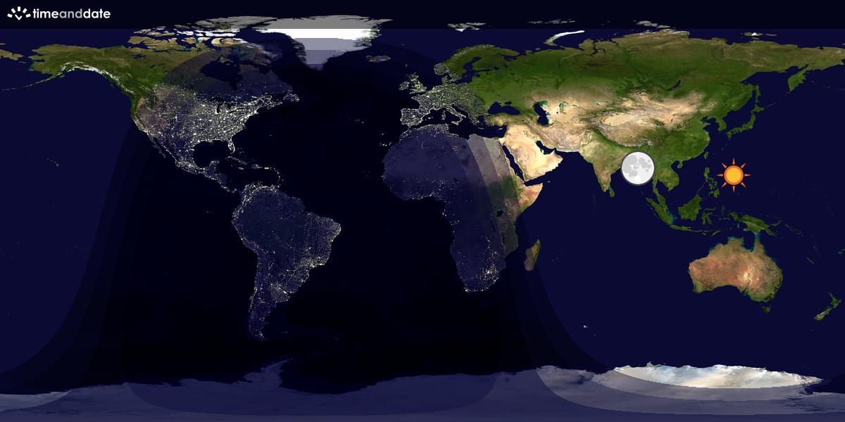 Verdenskart som viser dag og natt 