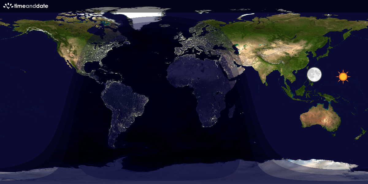 Verdenskart som viser dag og natt 