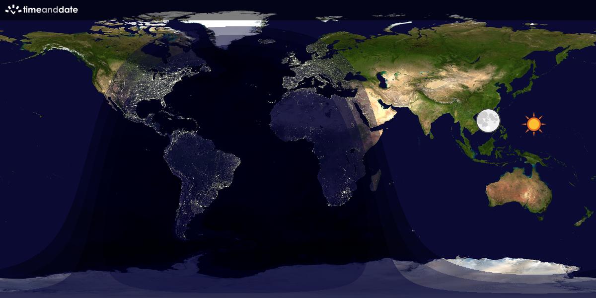 Verdenskart som viser dag og natt 