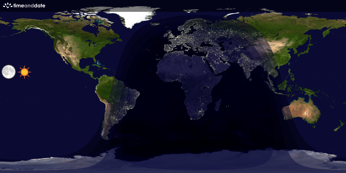 Verdenskart som viser dag og natt 