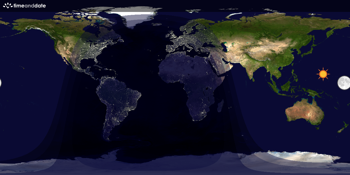 Verdenskart som viser dag og natt 