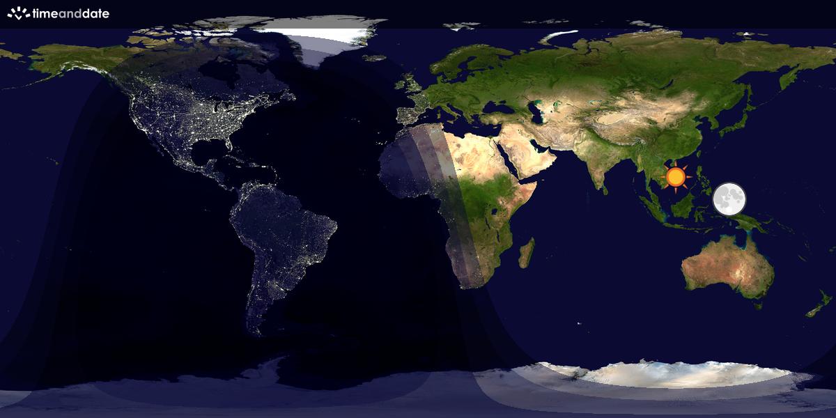 Verdenskart som viser dag og natt 