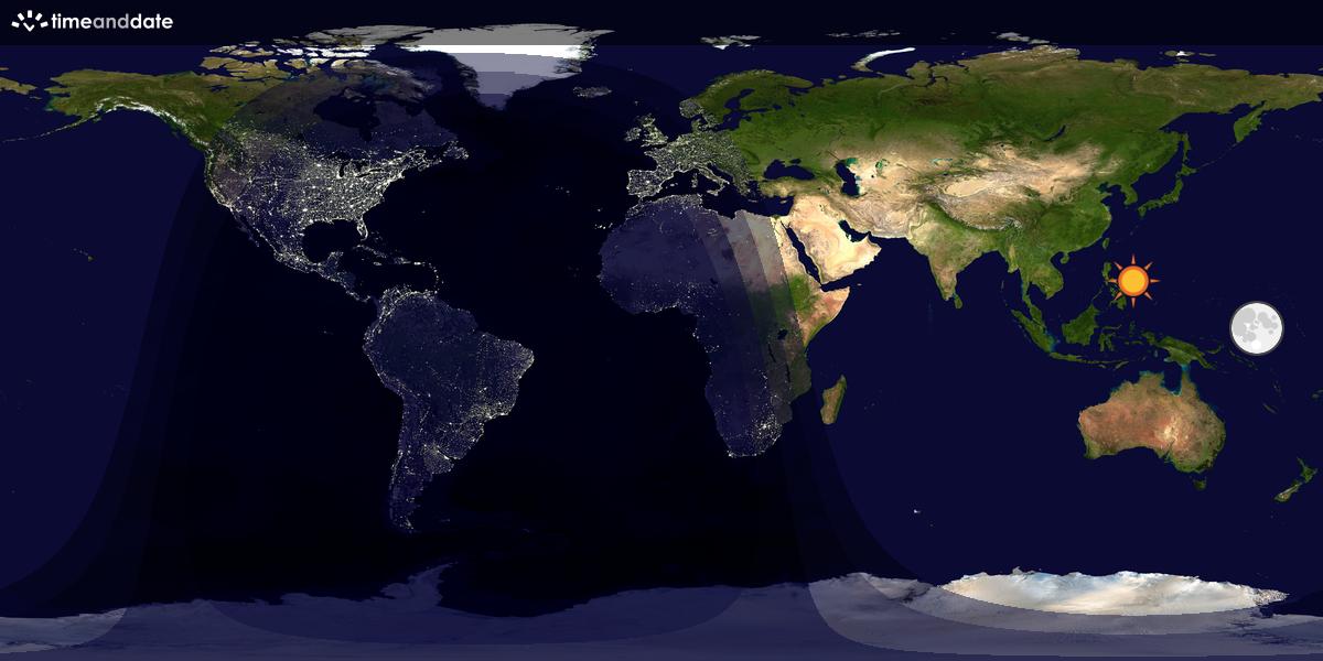 Verdenskart som viser dag og natt 