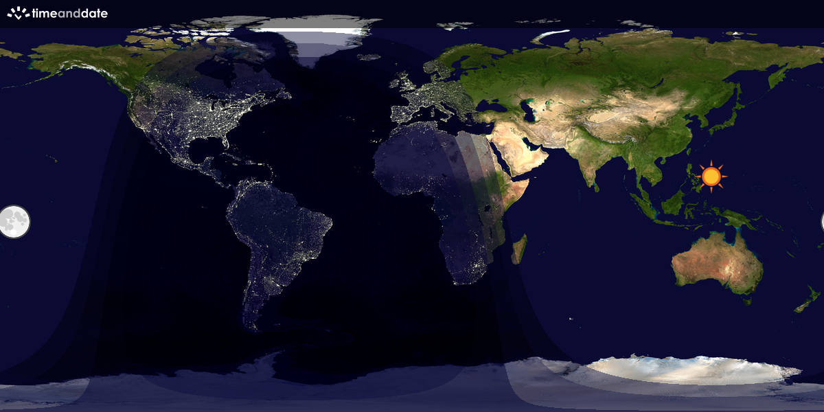 Verdenskart som viser dag og natt 