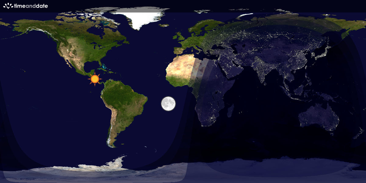 Verdenskart som viser dag og natt 