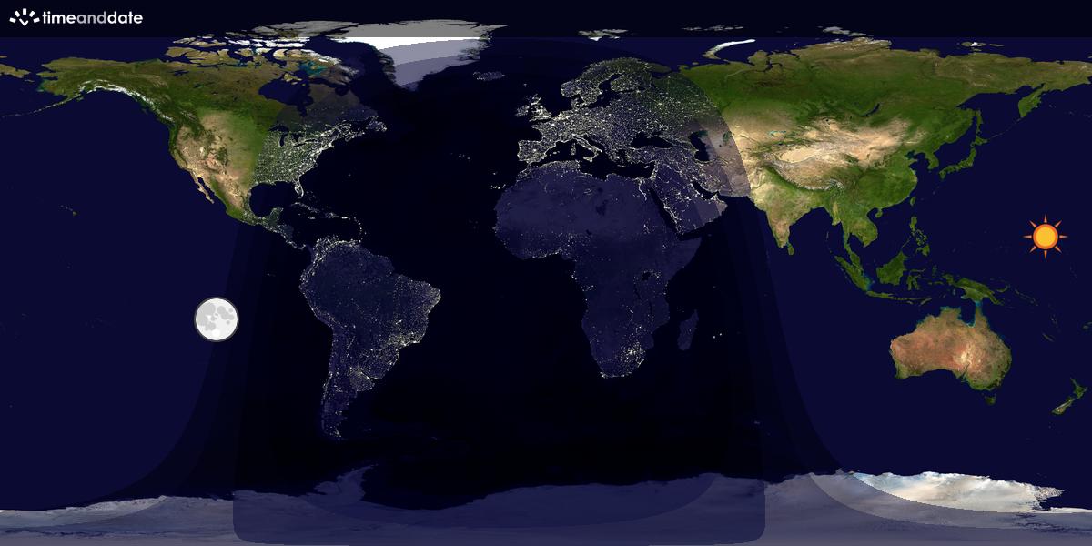 Verdenskart som viser dag og natt 