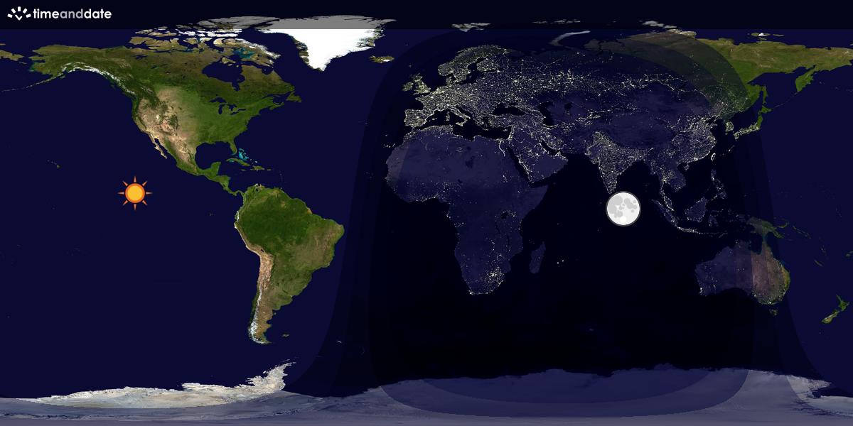 Verdenskart som viser dag og natt 