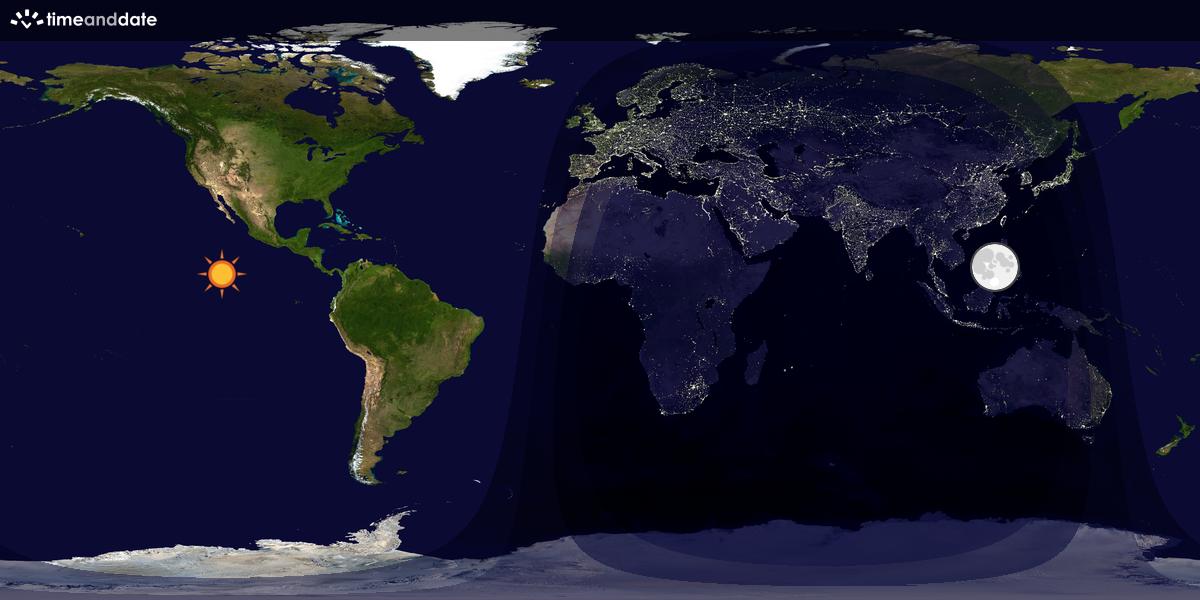 Verdenskart som viser dag og natt 