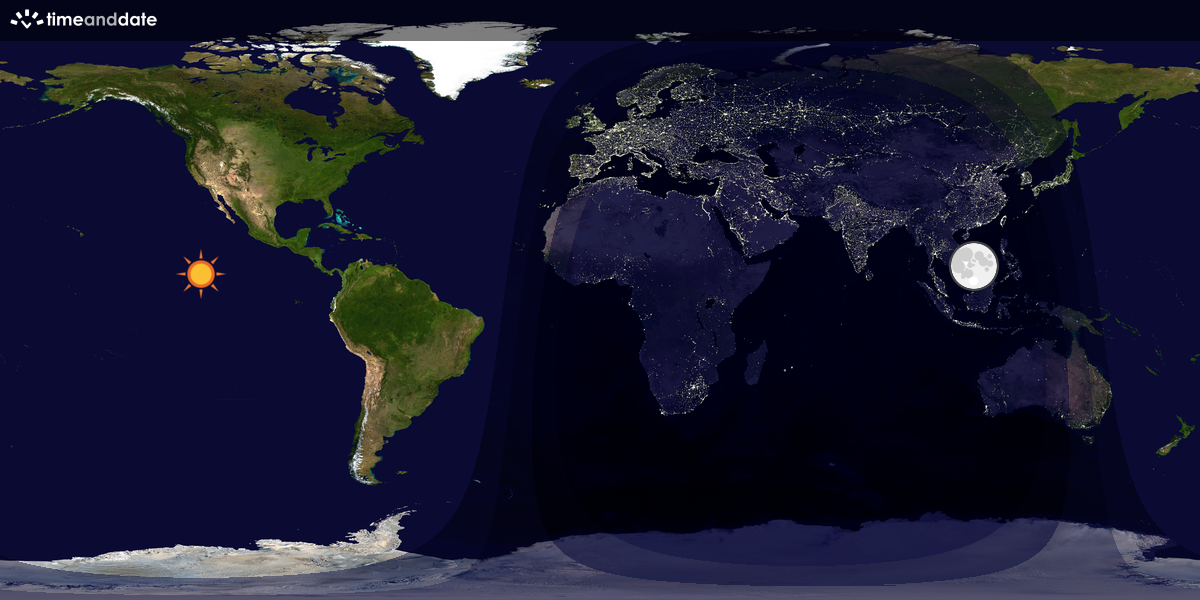 Verdenskart som viser dag og natt 