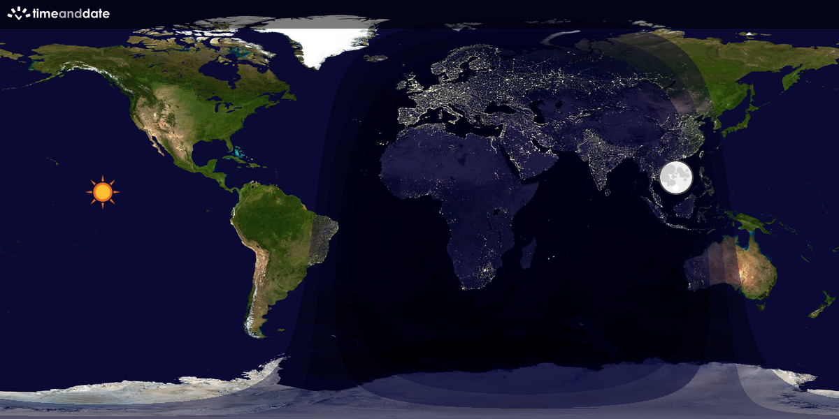Verdenskart som viser dag og natt 