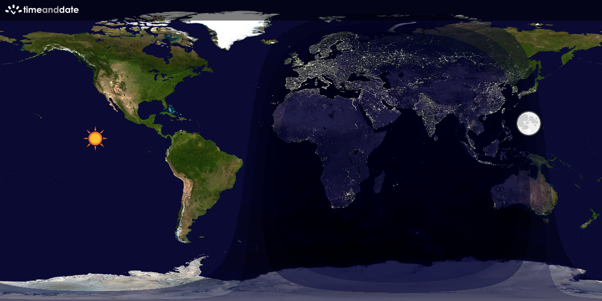 Verdenskart som viser dag og natt 