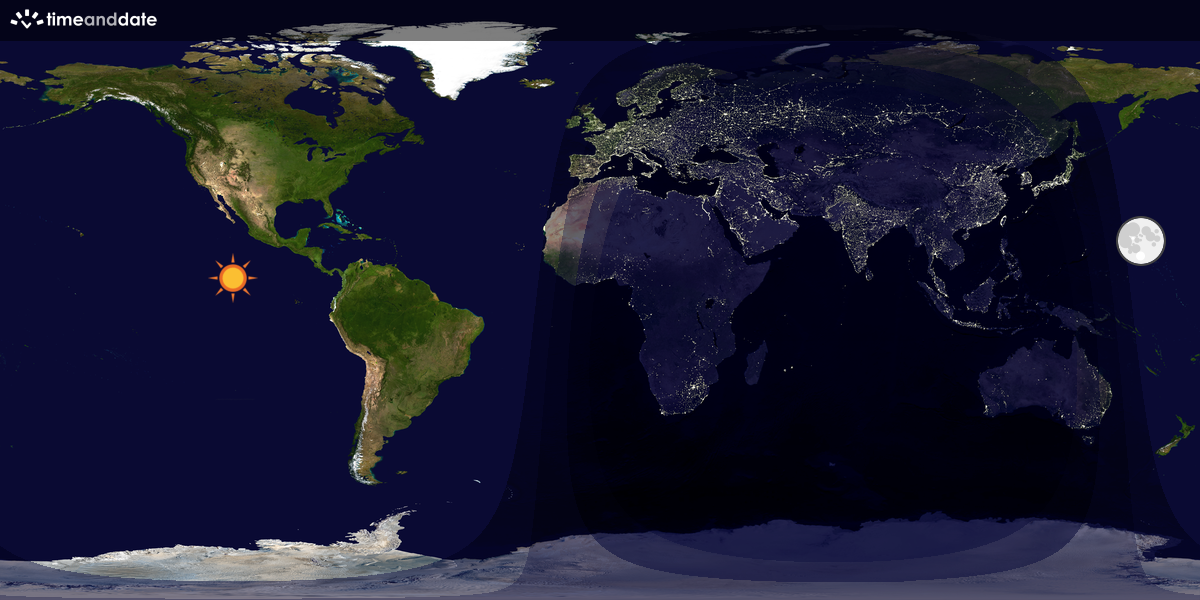 Verdenskart som viser dag og natt 