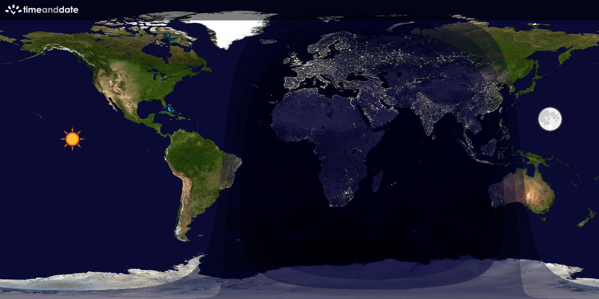 Verdenskart som viser dag og natt 