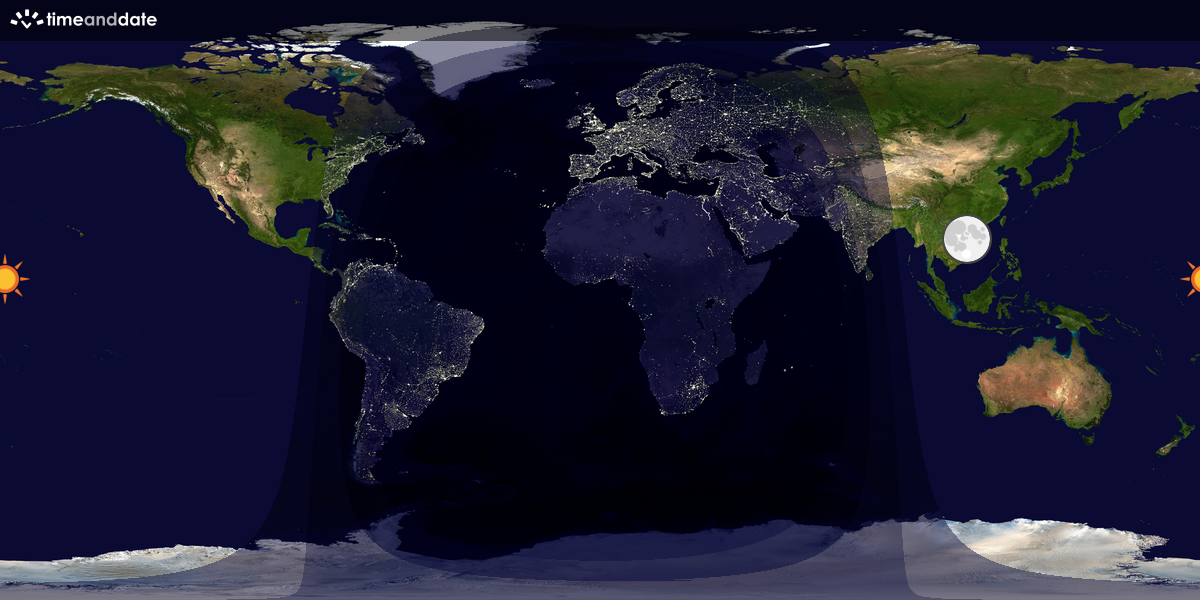 Verdenskart som viser dag og natt 
