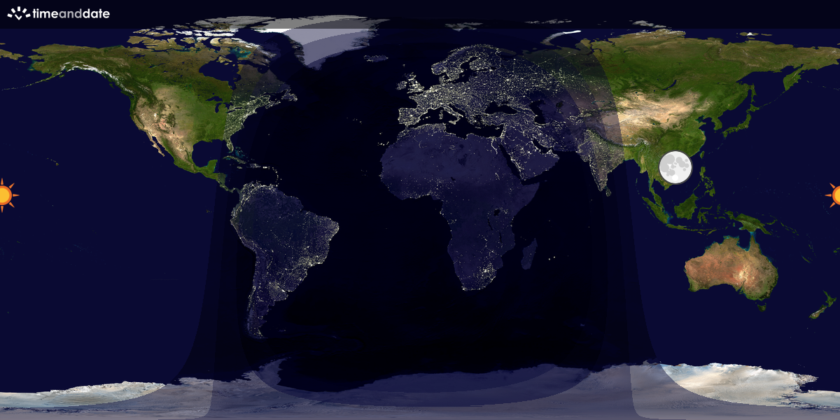 Verdenskart som viser dag og natt 
