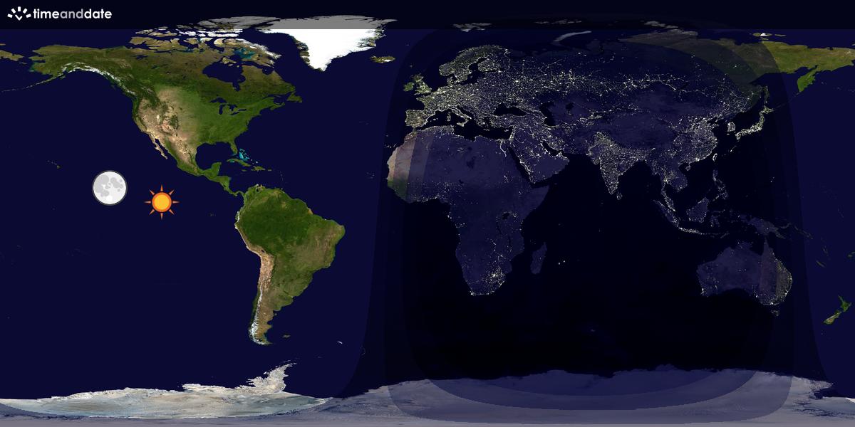 Verdenskart som viser dag og natt 