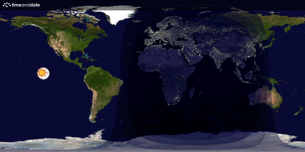 Verdenskart som viser dag og natt 