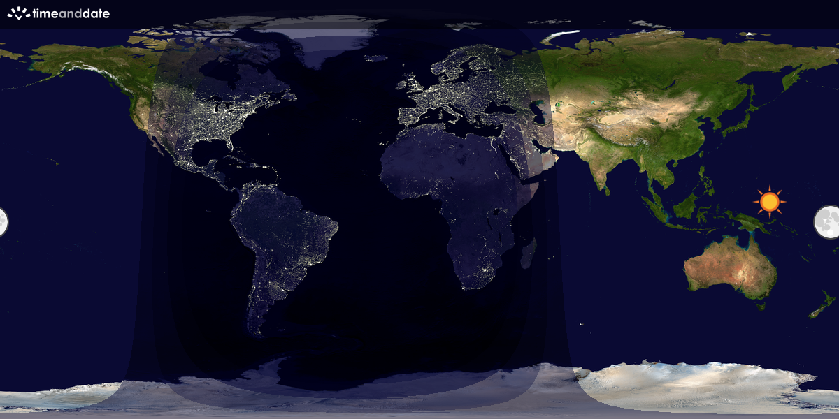 Verdenskart som viser dag og natt 