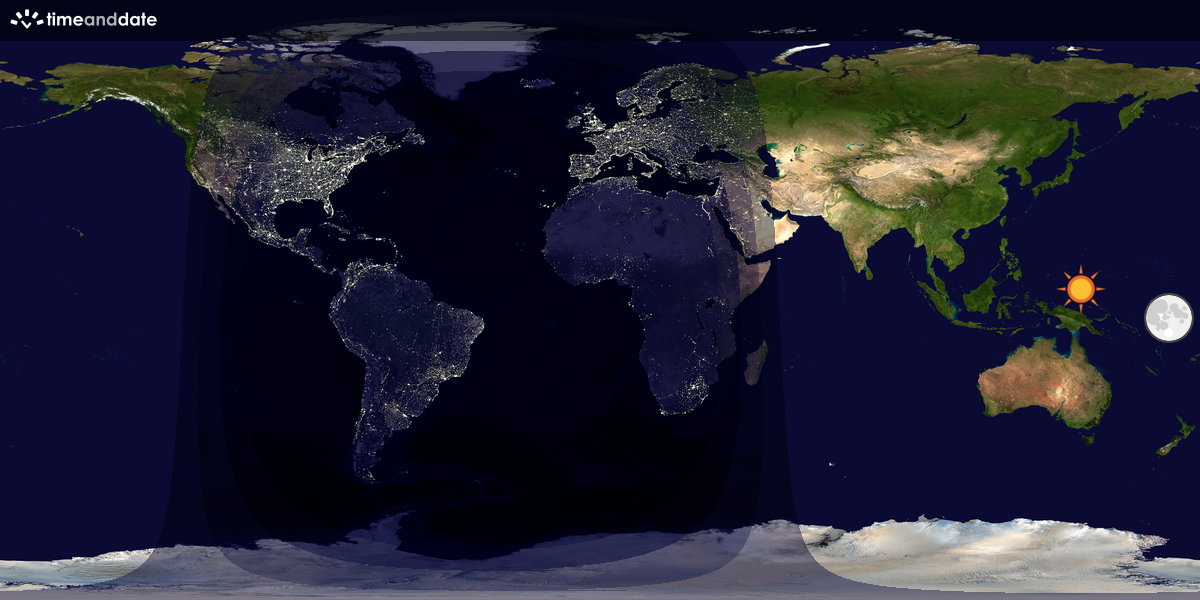 Verdenskart som viser dag og natt 