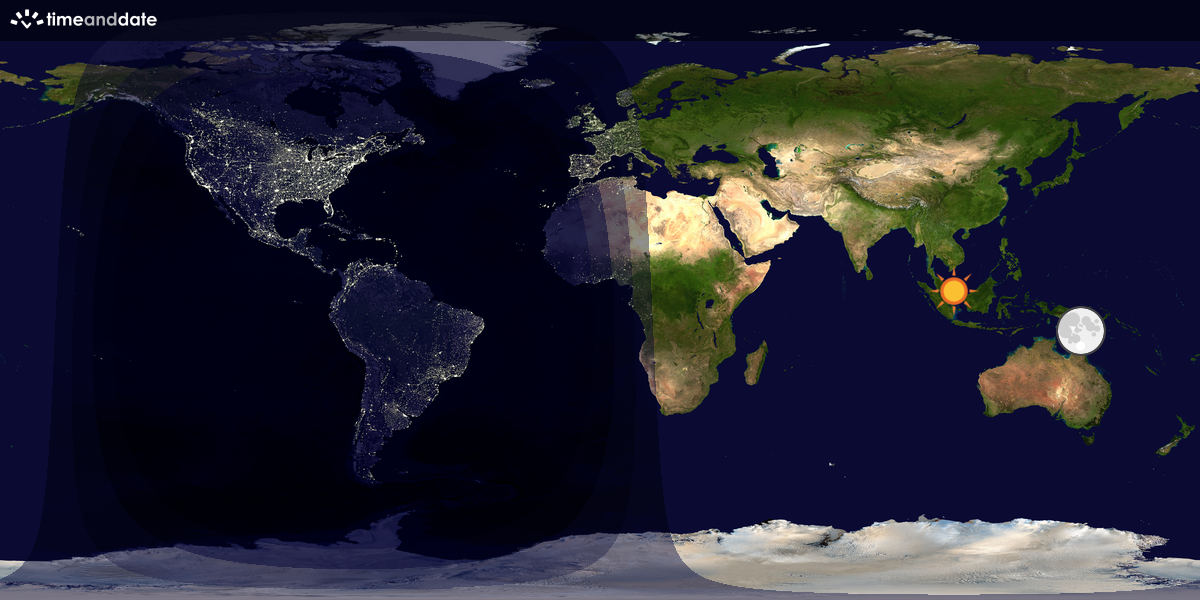 Verdenskart som viser dag og natt 