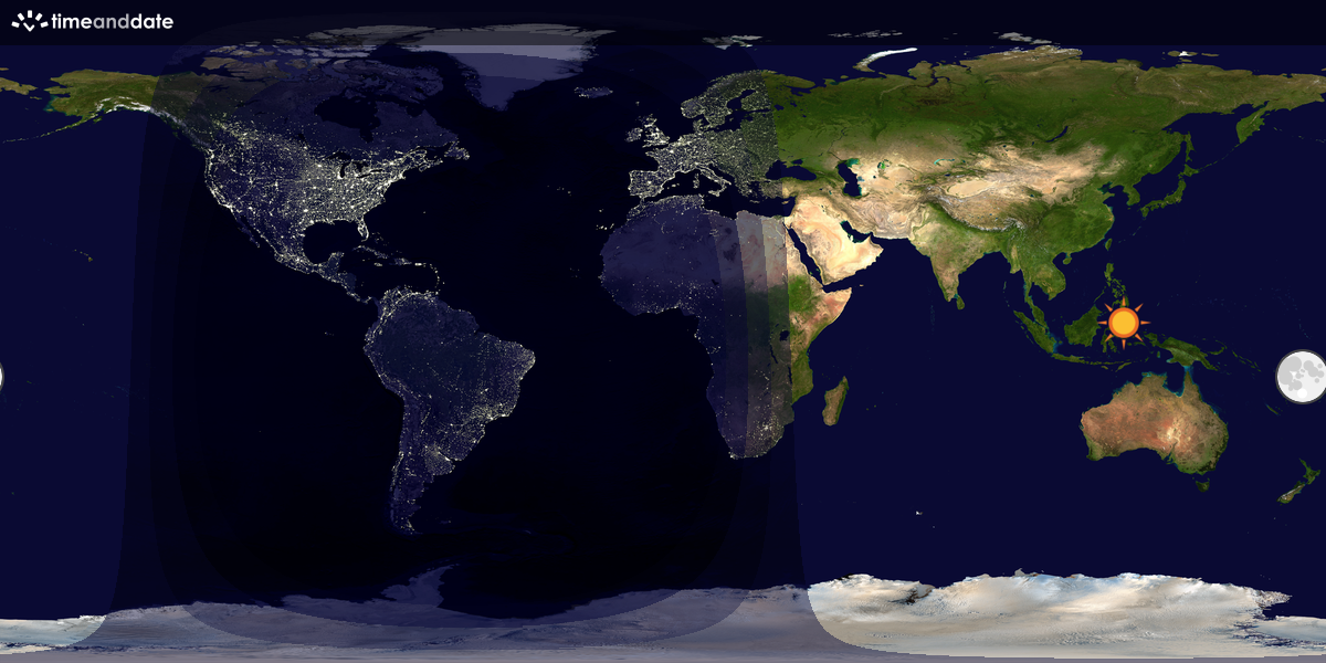 Verdenskart som viser dag og natt 
