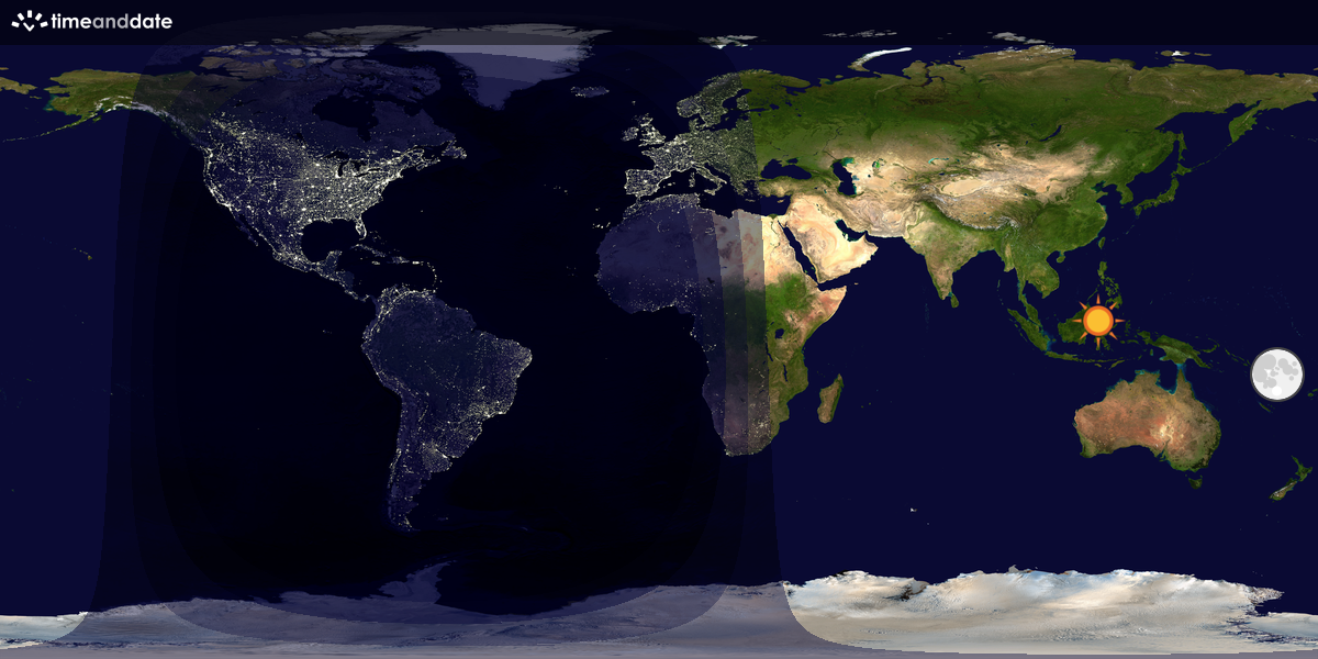 Verdenskart som viser dag og natt 