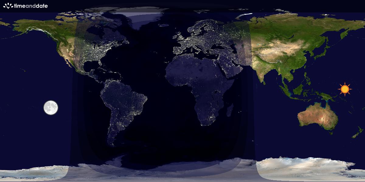 Verdenskart som viser dag og natt 