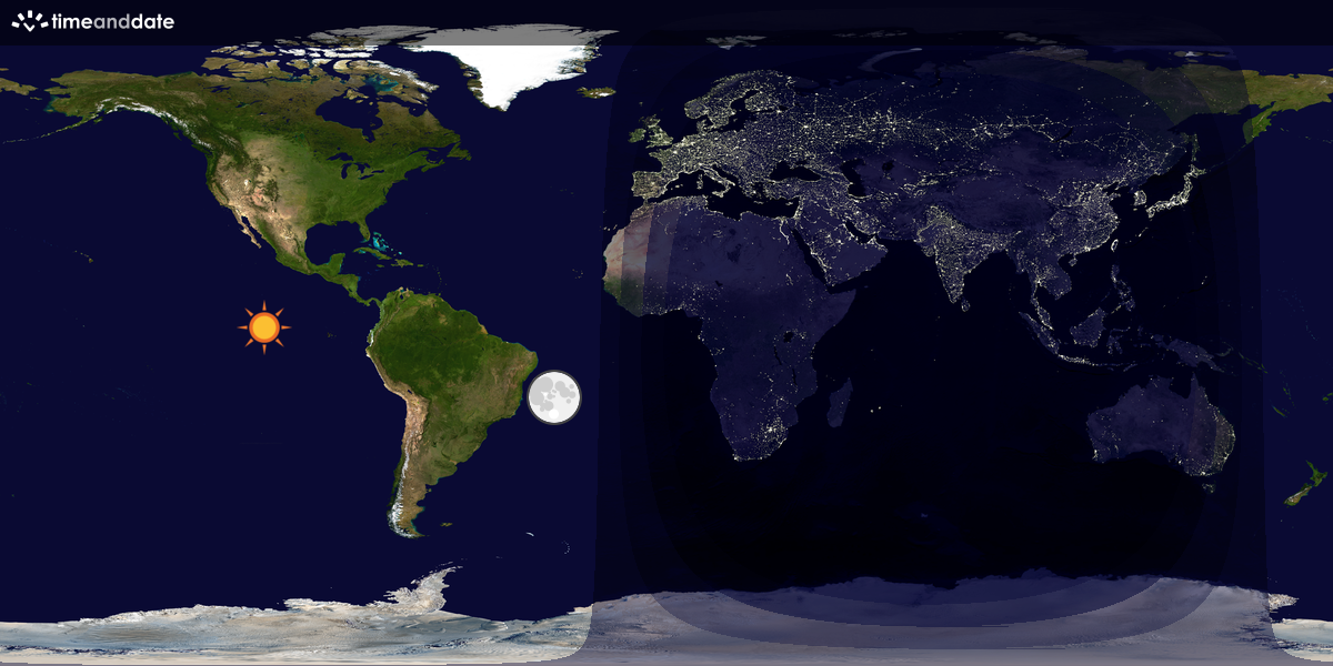 Verdenskart som viser dag og natt 